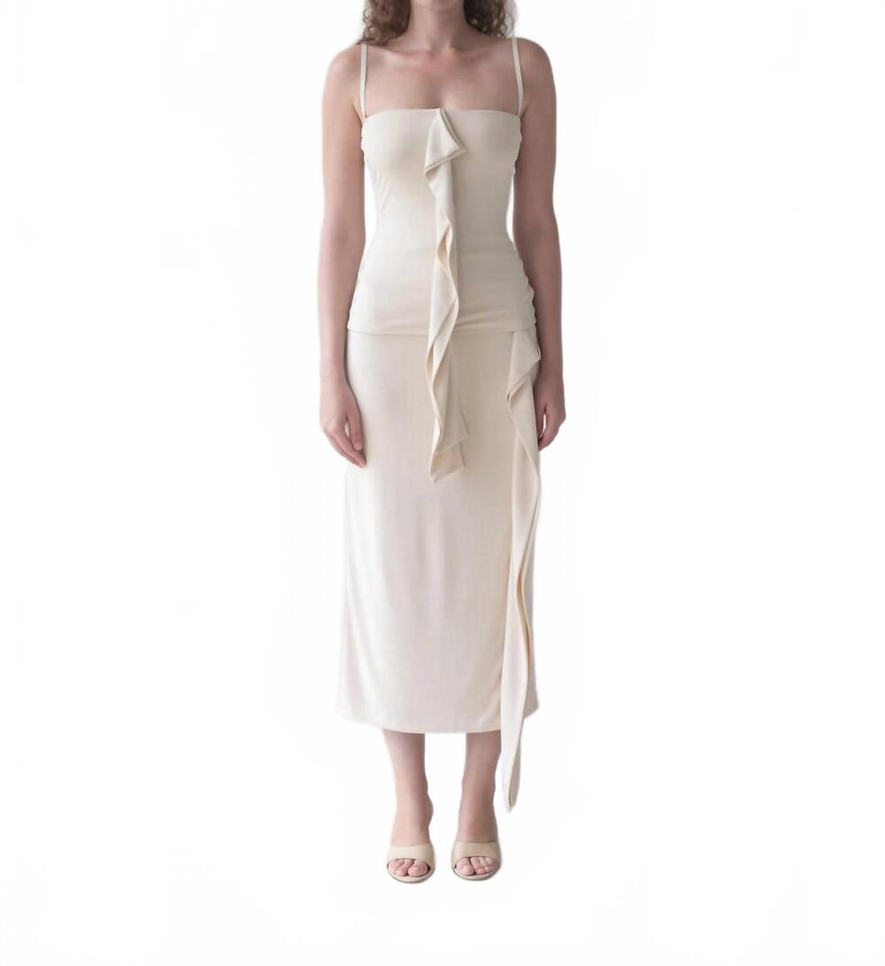 NEW BELLE ANNA cascade midi skirt in cream